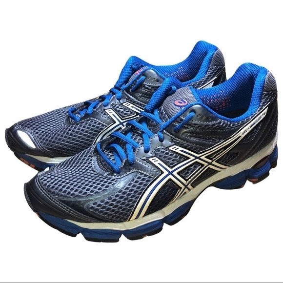 Asics | Shoes | Asics Gelcumulus 4 T246n Mens 9 12 Us Running Ink Charcoal  Grey Blue Orange | Poshmark